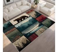 FIEMAR Rustic Cabin Area Rug 60x110cm Hunting Bear Deer Rugs, Southwestern Wildlife Carpet, Soft Non-slip Washable Apply to Dorm Room Living Room Hallway Entrance