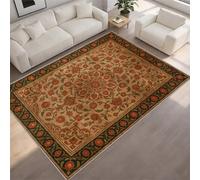 FIEMAR Traditional Oriental Rugs, 160x230cm Vintage Floral Area Rug Bordered Boho Style Carpet, Machine Washable Anti Slip Fluffy Large Rug for Bedroom Living Room Meeting Room