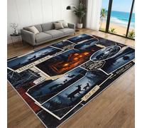 FIEMAR Vintage Rustic Log Cabin Area Rug 160x200cm Farmhouse Hunting Rugs, Forest Bear Deer Carpet, Living Room Non-slip Short Pile Large Rug Soft for Bedroom Home Office Study Decor