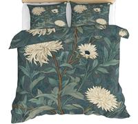 FIEMAR Vintage William Morris Dark Floral Kids King Size Bedding Set Thanksgiving Harvest Red Gray Leaves Duvet Cover Sets Retro Botanical 19Th Century Comforter Set & Pillowcase Comforter Covers