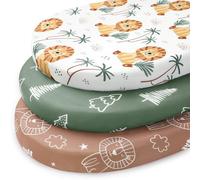 FIEMOL Baby Moses Basket Sheets, 81x41 cm Pram Sheets Fitted Universal Fit for Bassinet Cradle Oval Rectangle Round Mattress, 3 Pack Ultra Soft & Silky Smooth Microfiber Brown Lion