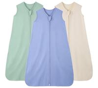 FIEMOL Baby Sleeping Bag 0-6 Months 0.5 Tog Baby Wearable Blankets Cotton, 3 Pack Summer Breathable Sleep Sack for Newborn Infant 58-66cm Apricot