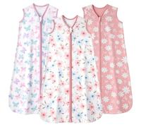 FIEMOL Baby Sleeping Bag 18-24 Months 0.5 Tog Baby Wearable Blankets Cotton, 3 Pack Summer Breathable Sleep Sack for Toddler Boy and Girl 89-101cm Pink Butterfly