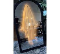 FIENZA 2025 Halloween Novelty Ghost Mirror, Halloween Hologram Ghost Mirror, Spooky Scary Ghosts for Halloween Decor Indoor, Bedroom Kitchen and Fireplace Decor (500X240X50mm)