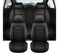 FIENZA 5 Seats Universal Car Seat Cover for BM W 7 Series E65, Leather Waterproof Breathable All Season Seat Covers,Front Seat Covers with Matching Back Seats Cover for Cars SUV Sedans Pickup(Black)