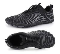 FIENZA Women's Autumn Hiking Shoes, Black, 4.5 UK, Wide Toe, Flat Heel, Elastic Closure, Moderate Cushioning, Space Layer + Breathable Leather, Rubber Sole