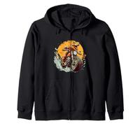 Fierce and Fast with this Biker Dinosaur Design Zip Hoodie