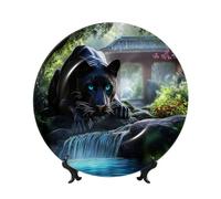 Fierce animals in jungle rivers Bone China Decorative Plate - Luxury Home Decor, Vintage Style, Modern Aesthetics, Unique Patterns, Ideal for Collectors 6in