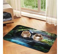 Fierce Animals in Jungle Rivers Pet Feeding Mat Dog Cat Eating Food Absorbent Leather Tablecloth for and Water Bowl Waterproof No Stains Quick Dry Non-Slip 17.72 * 11.8IN