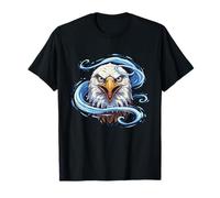 Fierce Bald Eagle Head with Blue Swirling Wind T-Shirt