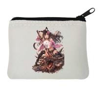 Fierce Battle Against Dark Monster Neoprene Coin Purse Pouch 10x11cm White