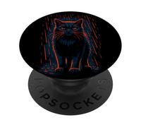 Fierce Black Cat in the Rain, Love Cats PopSockets Adhesive PopGrip