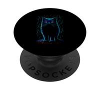 Fierce Black Cat in the Rain, Love Cats PopSockets Adhesive PopGrip