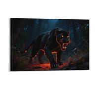 Fierce Black Panther Wall Painting, Adventure Cat Poster Artwork on Corridor | Giclée Picture Canvas Printing, Beautiful Home Decor for Living Room Bathroom, Gift 12x18inch(30x45cm)