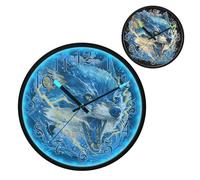 Fierce Blue Fox Night Light Wall Clock LED Wall Clocks Silent Battery-Operated Glow in The Dark Large Digital Display for Bedroom Living Room Kitchen, 12 Inch