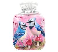 Fierce Blue Jay Birds Hot Pink Water Bottle for hot Water with Soft Cover, 2L hot Compress for Sore Muscle, Hot and Cold Therapies, bolsas para agua Caliente