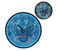Fierce Blue Tigers Night Light Wall Clock LED Wall Clocks Silent Battery-Operated Glow in The Dark Large Digital Display for Bedroom Living Room Kitchen, 12 Inch