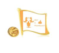 Fierce Boston Terrier Poop Problem Golden Metal Flag Lapel Pin Badge