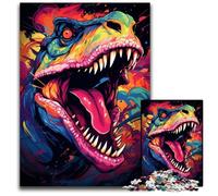 Fierce Colorful Dinosaur 1000 Piece Jigsaw Puzzles for Adults Puzzles for Adults Perfect for Christmas Halloween Easter New Year 1000 PCS(38x26cm)