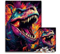 Fierce Colorful Dinosaur 1000 Piece Jigsaw Puzzles for Adults Wooden Jigsaw Puzzles Perfect for Christmas Halloween Easter New Year 1000 PCS(75x50cm)