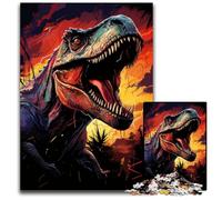 Fierce Colorful Dinosaur Puzzle 1000 Pieces Jigsaw Wooden Puzzles Perfect for Christmas Halloween Easter New Year 1000 PCS(75x50cm)
