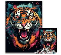 Fierce Colorful Tiger Jigsaw Puzzle 1000 Pieces Puzzles for Adults Challenging Brain Teaser Relaxing Toy for Teenagers 1000 PCS(38x26cm)