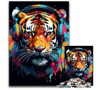 Fierce Colorful Tiger Jigsaw Puzzles for Adults 1000 Piece Wooden Jigsaw Puzzles for Home Decor, Ideal Christmas & New Year Gift for Teenagers 1000 PCS(75x50cm)