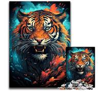 Fierce Colorful Tiger Jigsaws 1000 Pieces for Adults Wooden Jigsaw Puzzles for Adults for Parents, Lovers, Friends Age 1000 PCS(75x50cm)