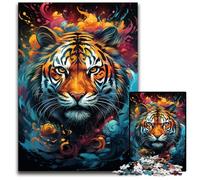 Fierce Colorful Tiger Puzzles for 1000 Piece Paper Puzzles Brain Challenge Game for Teenagers & Family Interaction 1000 PCS(38x26cm)