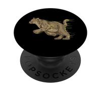 Fierce Cougar Speeding Mountain Lion Big Cat Lover Vintage PopSockets Adhesive PopGrip