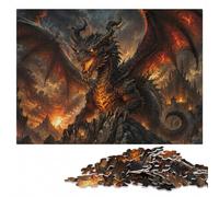 Fierce Dragon Breathing Fire Adult Wooden Jigsaw Puzzle | Piece-by-piece progress: a clear build method over several sessions.