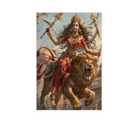 Fierce Durga Riding Lion Goddess Painting Canvas Poster Wall Art Decor Print Picture Paintings for Living Room Bedroom Decoration 16" L X 24" W