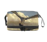 Fierce Eagle Attack The Warrior Double Layer Cosmetic Bag for Women and Girls, Travel Toiletry Bag Makeup Handy Pouch Organiser Bag with Brush Compartment