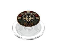 Fierce Frost Wolf American Traditional Tattoo Art PopSockets PopGrip for MagSafe
