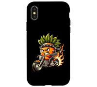 Fierce Fruit Biker On Fire Two Wheels Fun Case for iPhone X/XS