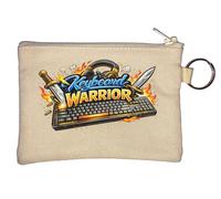 Fierce Gamer Keyboard Battle Emblem Key Chain Coin Purse Beige