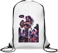 Fierce Girl with Severed Head Gym Sack Casual Drawstring Bag White