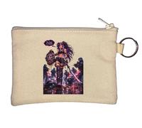 Fierce Girl with Severed Head Key Chain Coin Purse Beige