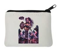 Fierce Girl with Severed Head Neoprene Coin Purse Pouch 10x11cm White