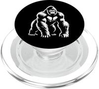 Fierce Gorilla Front Pose Monochrome Line Art Animal Icon PopSockets PopGrip for MagSafe
