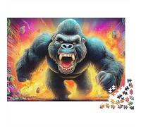 Fierce Gorilla Puzzle 1000Pc Wall-breaking Flames Jigsaw Puzzles Challenging Game Colourful, Brainteasing 100% Recycled Cardboard for Adults 38x26cm/1000pcs