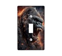 Fierce Gorillas Light Switch Cover Plate/Outlet Covers, Dark Animal Image for Bold Wall Accents, Thermoplastic Wall Plates, Standard Size Single Toggle