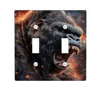 Fierce Gorillas Light Switch Cover Plate/Outlet Covers, Dark Animal Image for Bold Wall Accents, Thermoplastic Wall Plates, Standard Size Double Toggle