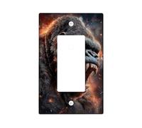 Fierce Gorillas Light Switch Cover Plate/Outlet Covers, Dark Animal Image for Bold Wall Accents, Thermoplastic Wall Plates, Standard Size Single Rocker