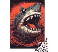 Fierce Great White Shark 1000 Piece Jigsaw Puzzle Paper for Adults Underwater Predator Scene Puzzle Game for Family Mindfulness Home Gift 70x50cm/1000pcs