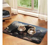 Fierce Grizzly Bears Pet Food Mat 17.2x11.81in Absorbent Non-Slip PU Leather Feeding Mat for Dogs Cats Rubber Bottom Fast Drying Rollable Pet Bowl Placemat