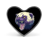 Fierce Honeybadger Badge Pin Brooch Heart Shape Button Aluminum Decor for Backpacks Hats