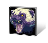 Fierce Honeybadger Badge Pin Brooch Square Shape Button Aluminum Decor for Backpacks Hats 0.7 Inch