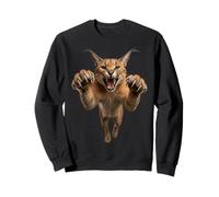 Fierce Leaping African Caracal Wild Cat Graphic Sweatshirt