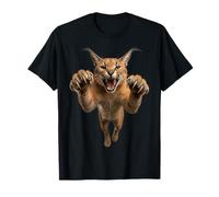 Fierce Leaping African Caracal Wild Cat Graphic T-Shirt